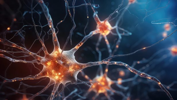 Abstract background of microscopic neural network of brain cells